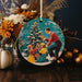 a christmas ornament with a picture of a man decorating a christmas tree