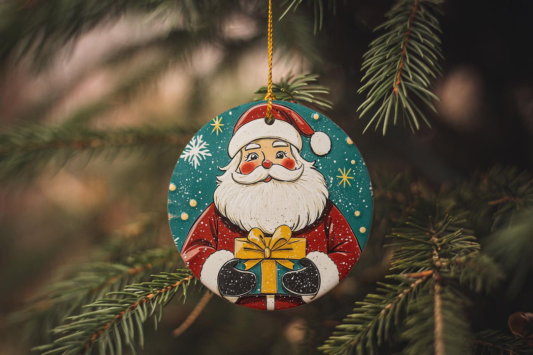 a christmas ornament hanging from a christmas tree