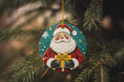 a christmas ornament hanging from a christmas tree