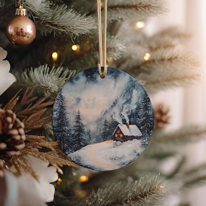 a christmas ornament hanging from a christmas tree