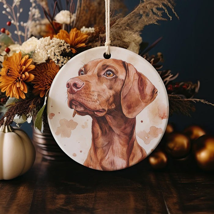 a ceramic ornament with a dog's face on it