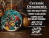 a ceramic ornament with a picture of a man and woman decorating a