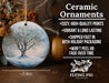 a ceramic ornament with a tree on it
