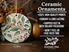 a ceramic ornament with holly and berries on it