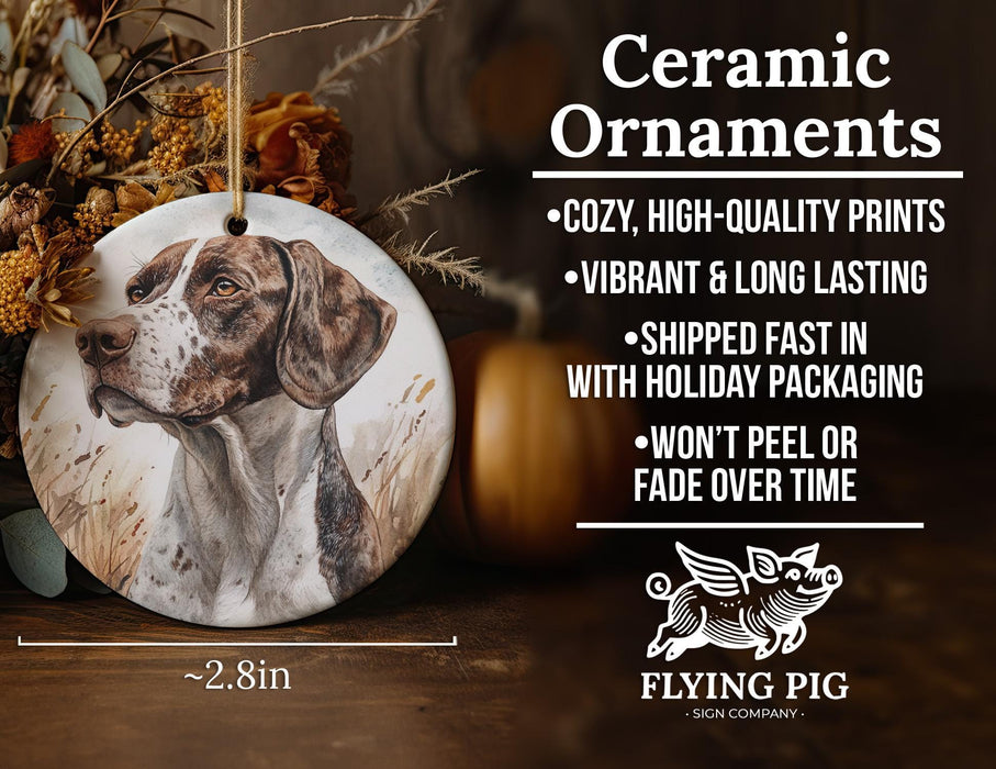 a ceramic ornament with a dog on it