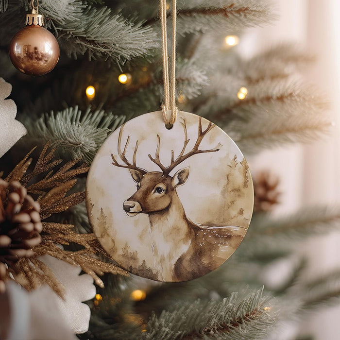 a christmas ornament hanging from a christmas tree