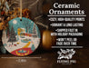 a ceramic ornament with a winter scene on it