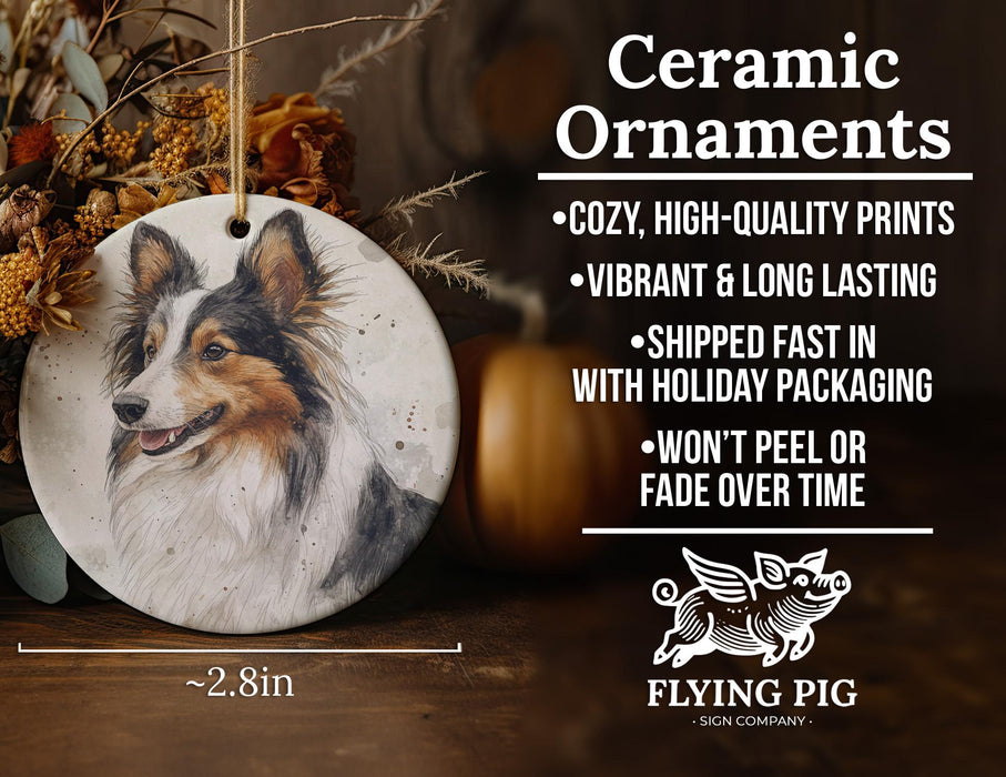 a ceramic ornament with a picture of a dog