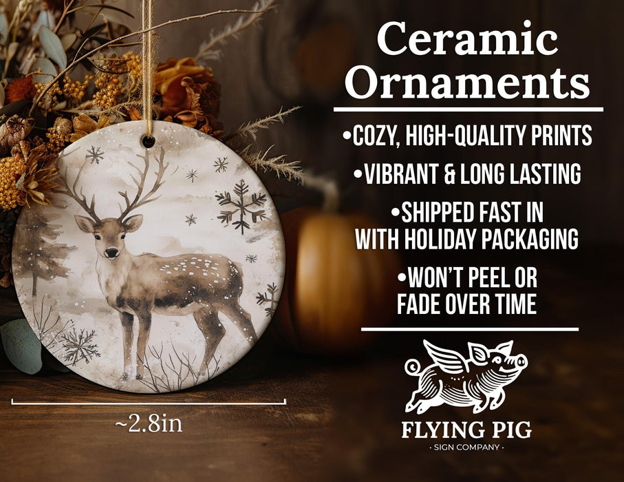 a ceramic ornament with a deer on it