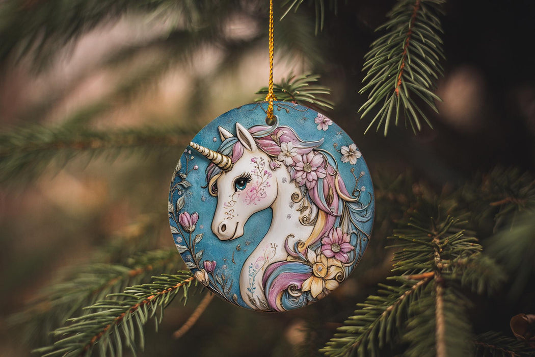 a christmas ornament hanging from a tree