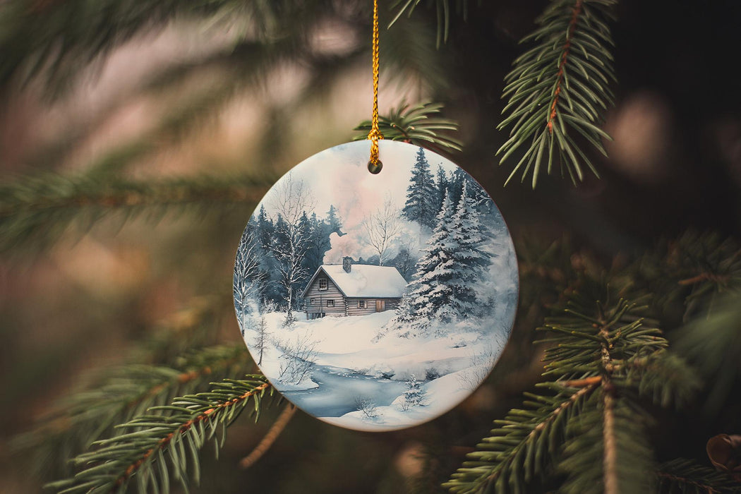 a christmas ornament hanging from a christmas tree