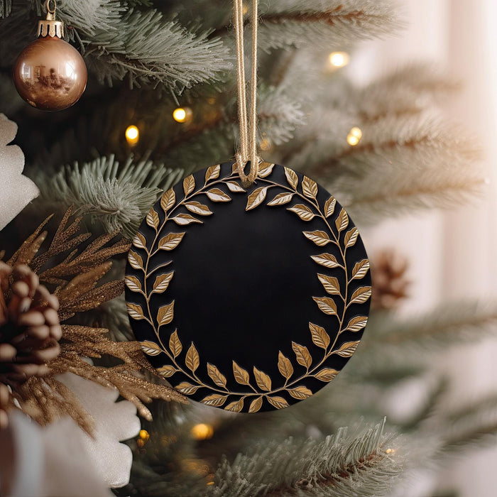 a christmas ornament hanging from a christmas tree