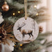 a christmas ornament hanging from a christmas tree