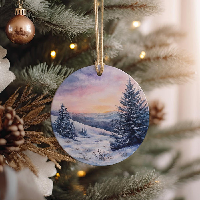a christmas ornament hanging from a christmas tree