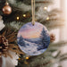 a christmas ornament hanging from a christmas tree