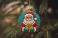 a christmas ornament hanging from a christmas tree