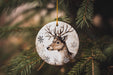 a christmas ornament hanging from a tree