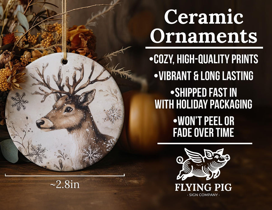 a ceramic ornament with a deer on it