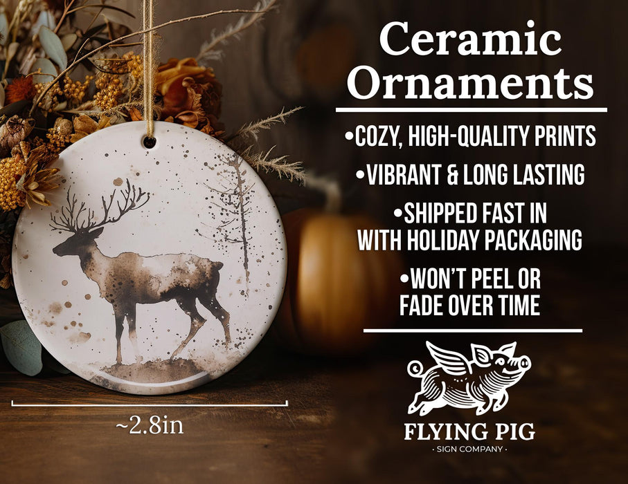 a ceramic ornament with a picture of a deer