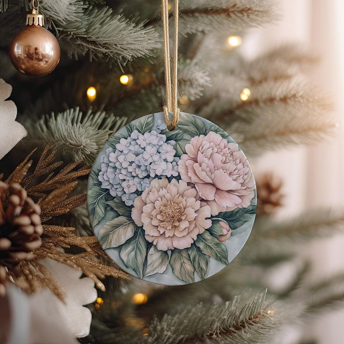 a christmas ornament hanging from a christmas tree