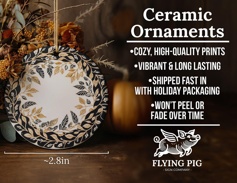 a ceramic ornament sitting on top of a wooden table