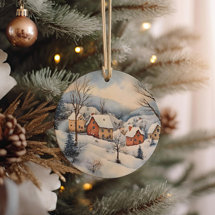 a christmas ornament hanging from a christmas tree