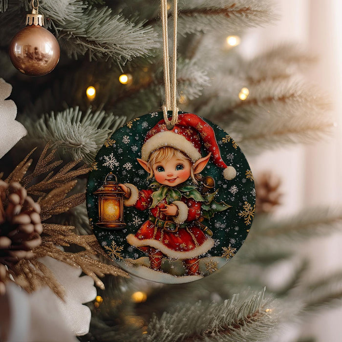 a christmas ornament hanging from a christmas tree