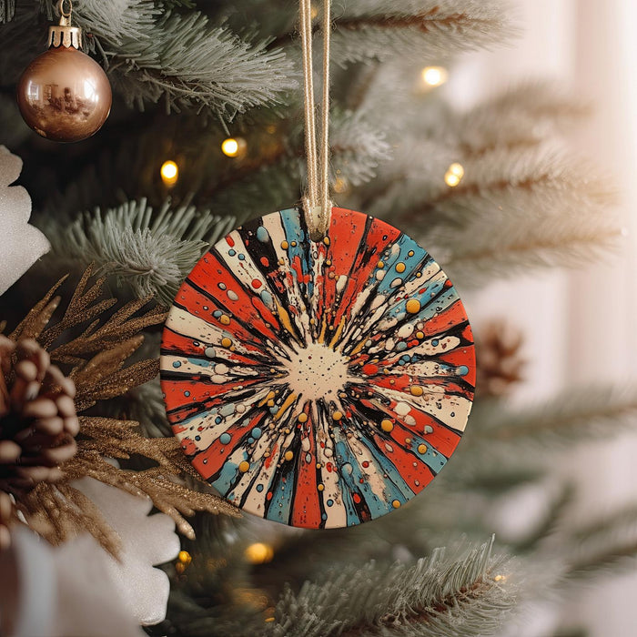 an ornament hanging from a christmas tree