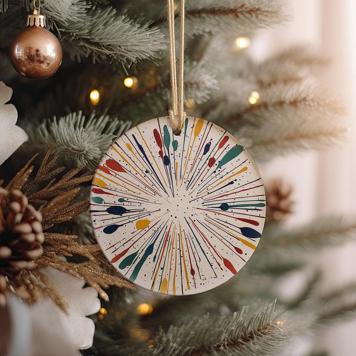 a christmas ornament hanging from a christmas tree