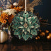 a wooden ornament sitting on top of a wooden table