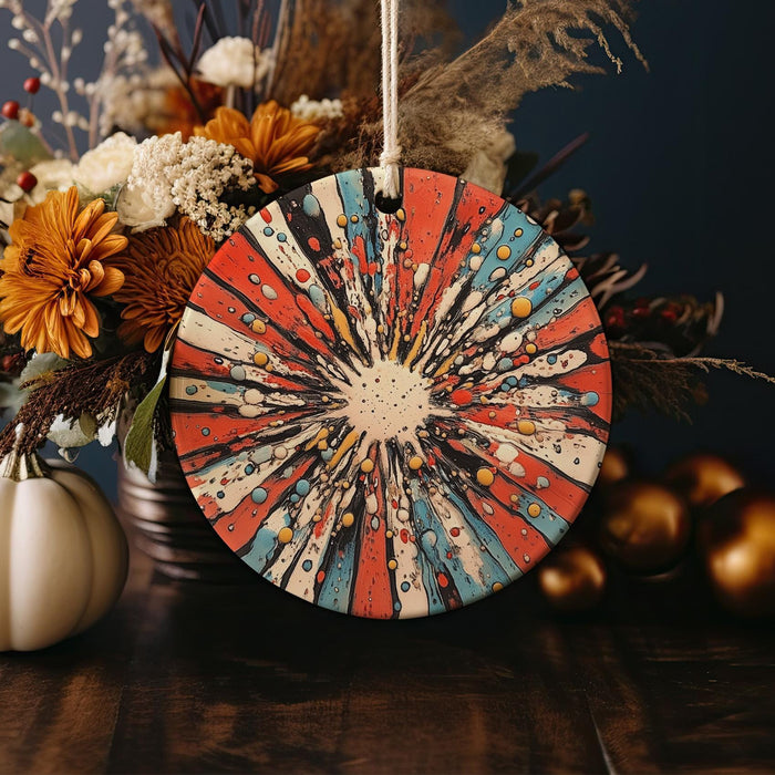 a wooden plate with a colorful design on it
