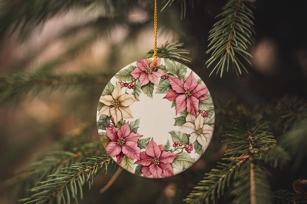 a christmas ornament hanging from a christmas tree