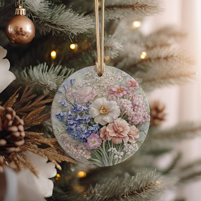 a close up of a christmas ornament on a tree