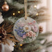 a close up of a christmas ornament on a tree