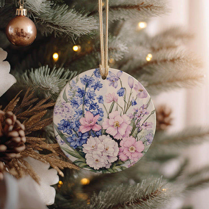a christmas ornament hanging from a christmas tree