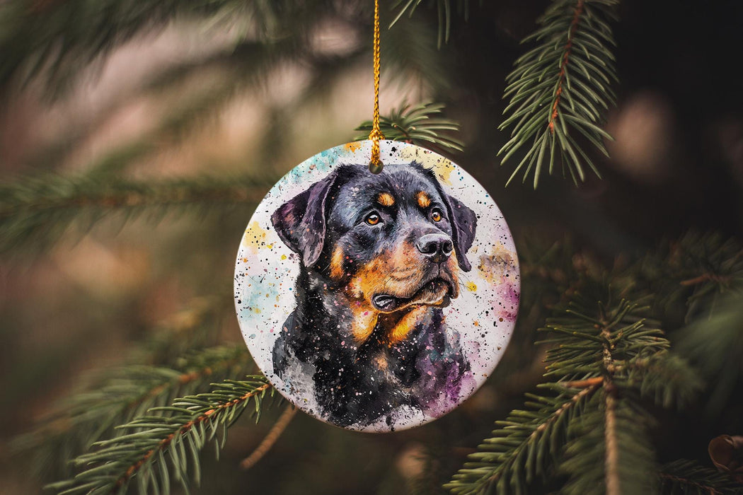 a dog ornament hanging from a christmas tree