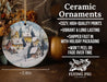 a ceramic ornament with a winter scene on it
