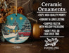 a ceramic ornament with a christmas scene on it