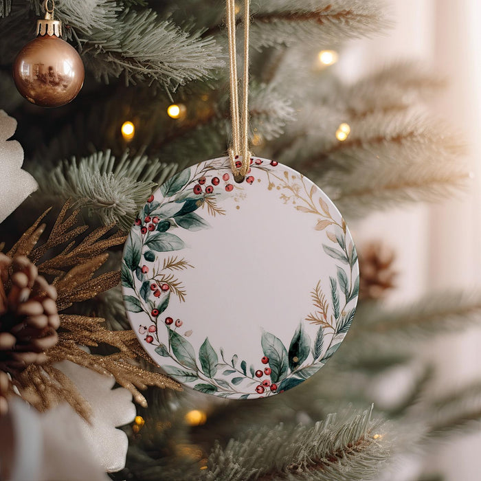 a christmas ornament hanging from a christmas tree