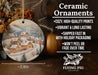 a ceramic ornament with a winter scene on it