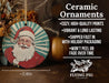 a ceramic ornament with a santa clause on it