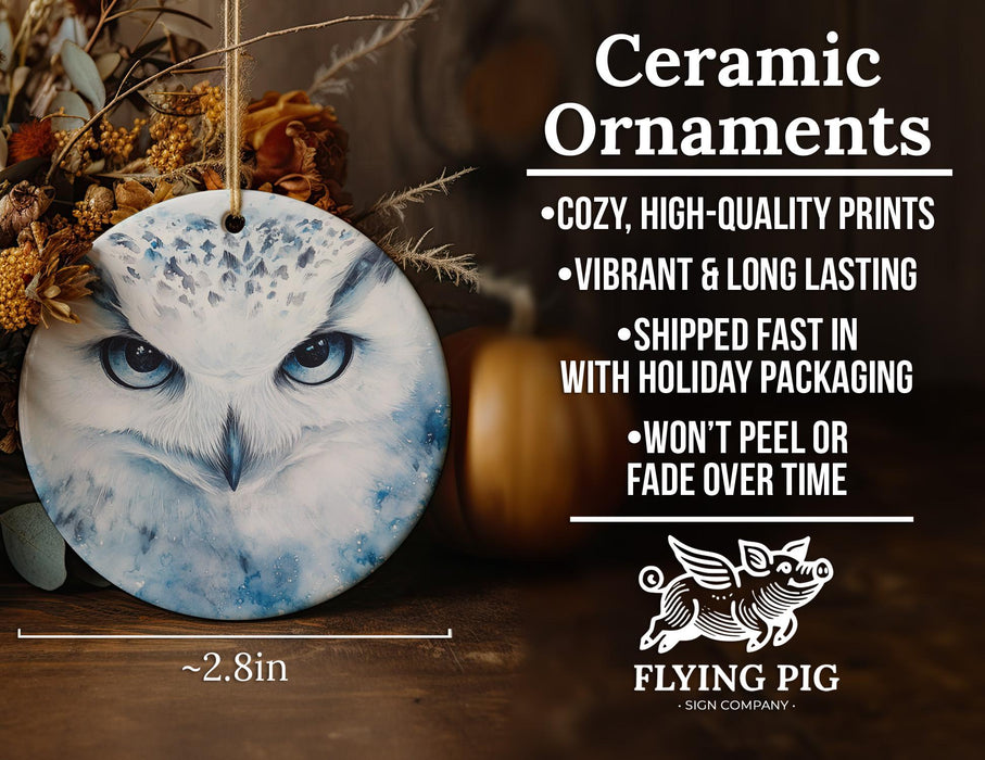 a ceramic ornament with a picture of an owl