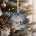 a christmas ornament hanging from a christmas tree