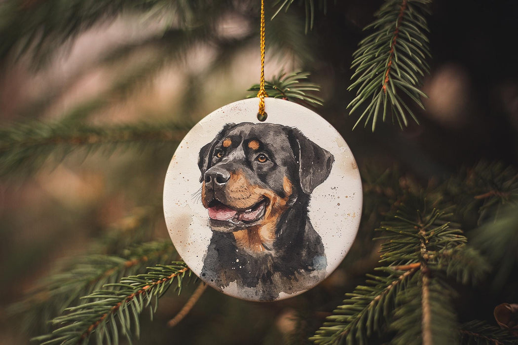 a dog ornament hanging from a christmas tree