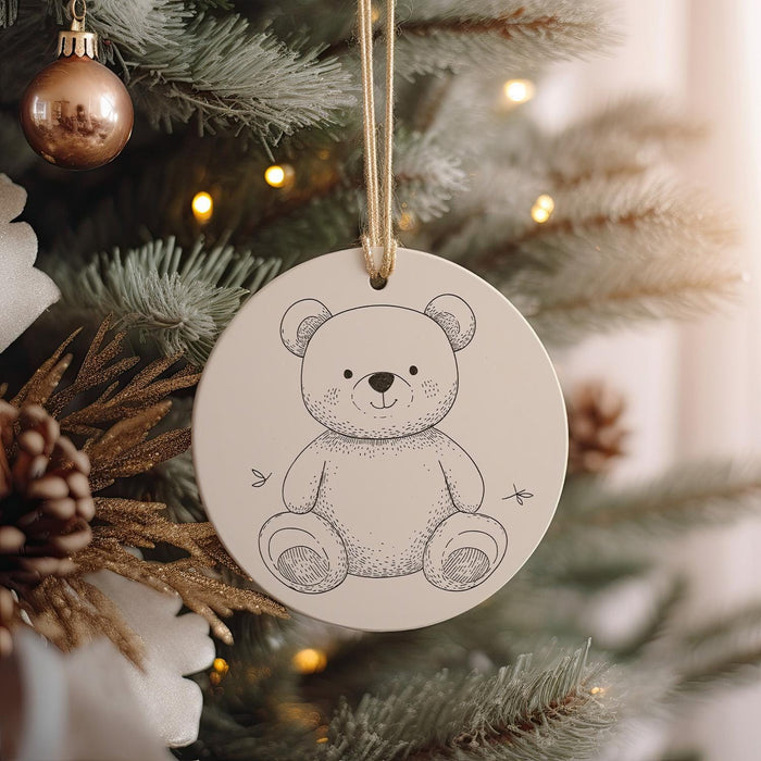 a christmas ornament hanging from a christmas tree