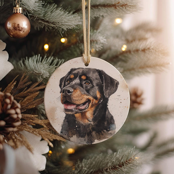 a christmas ornament with a picture of a dog on it