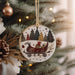 a christmas ornament hanging from a christmas tree