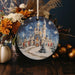 a christmas ornament with a castle on it
