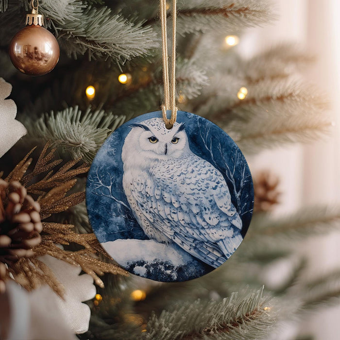 an ornament hanging from a christmas tree
