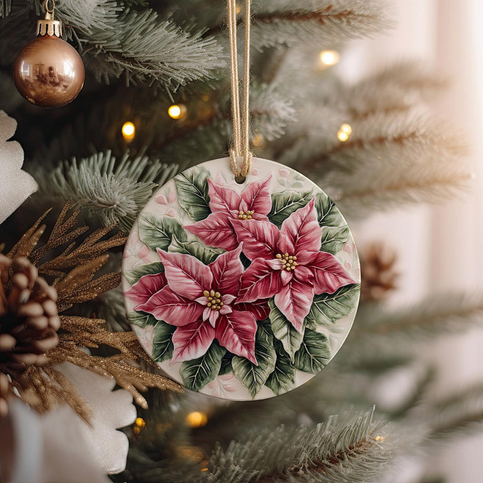 a christmas ornament hanging from a christmas tree